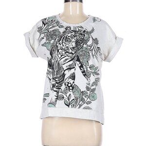 Style & Co. Petite Women's Lion Essential Sweatshirt Short Rolled Sleeves PM